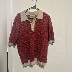 Authentic Gucci Burgundy and Beige Polo Shirt